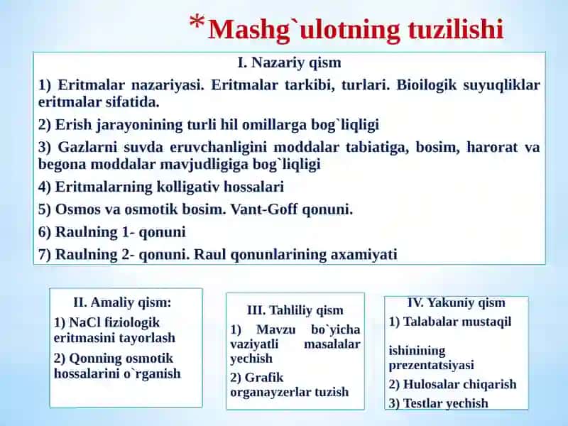 Eritmalar. Eritmalarning kolligativ hossalari. Eruvchanlik. Eritmalar konsentartsiyalari 3