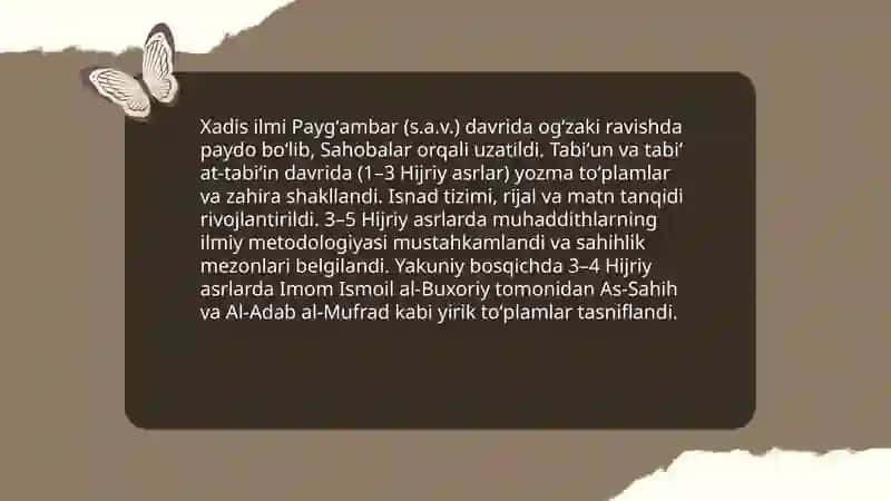 Xadis ilmining paydo boʻlishi 3