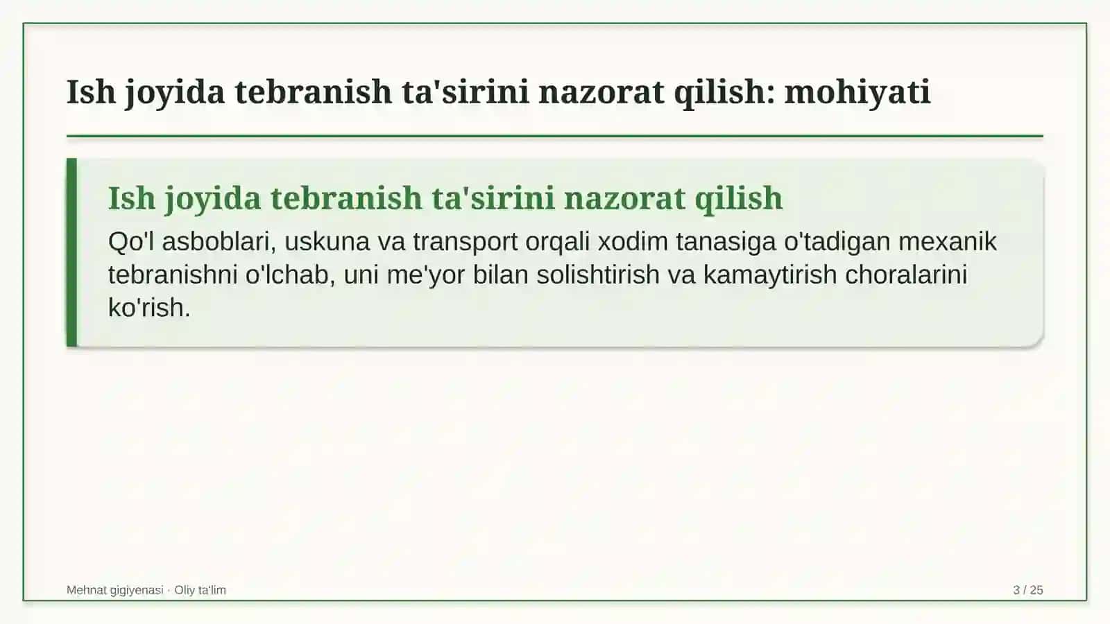 quyosh elektr stansiyalarida ish joyida tebranish ta'sirini nazorat qilish 7380 3