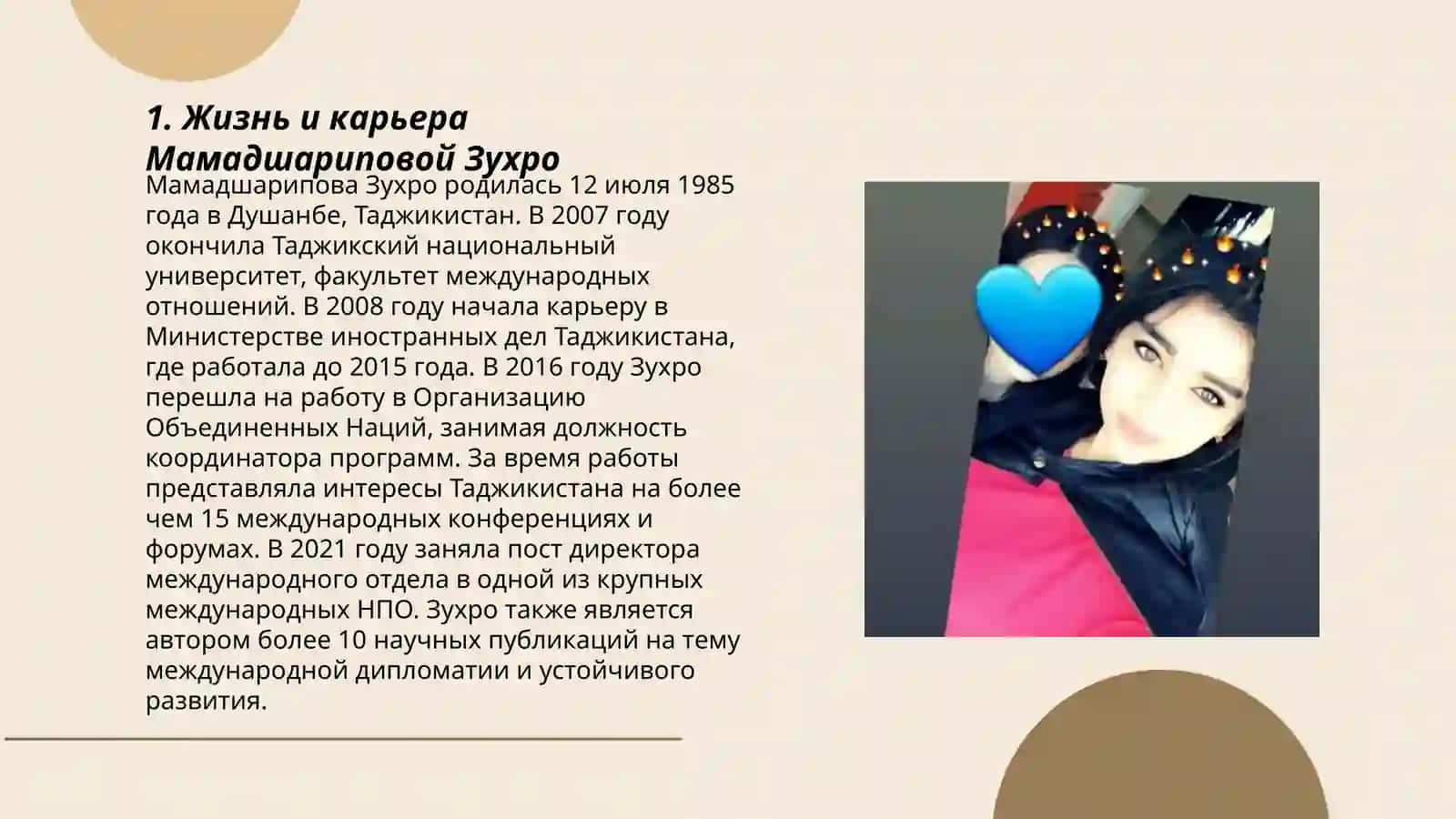 Жизнь и карьера Мамадшариповой Зухро 3