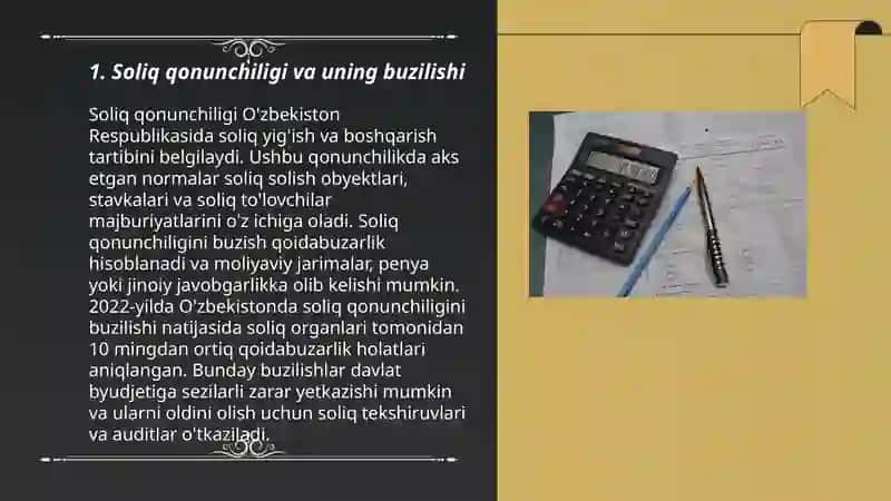 Soliqqa oid huquqbuzarlik uchun javobgarlik choralari 3