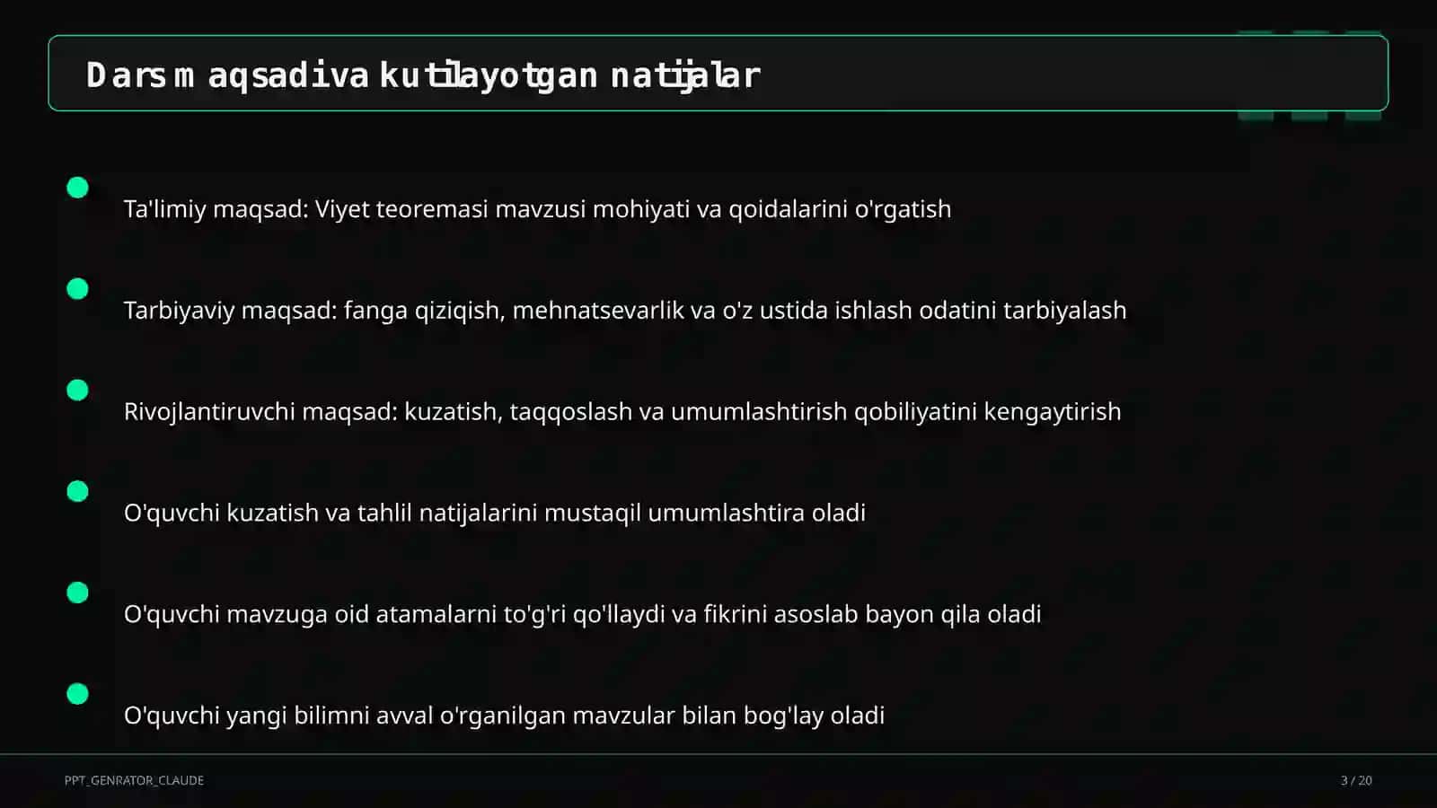 Viyet teoremasi (8-sinf) 3