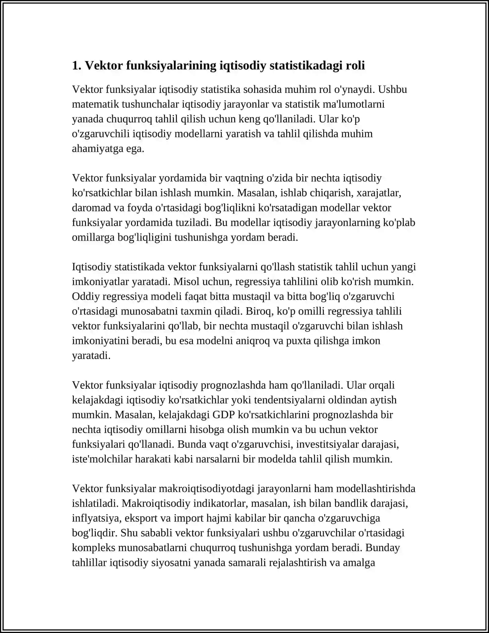 VEKTOR FUNKSIYALARINING IQTISODIYOT VA MOLIYA SOHASIDAGI TATBIQLARI 3