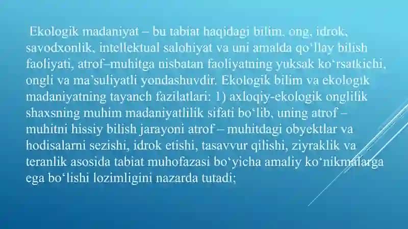 Ekologik madaniyatning shakllanishi yani oila madaniyat va jamiyat 3