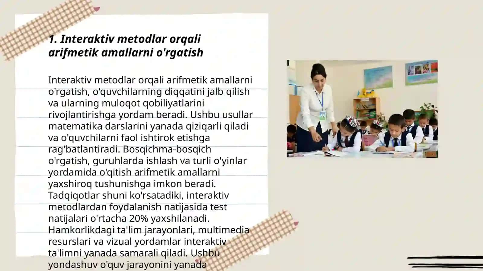 Boshlangʻich sinf matematika darslarida interaktiv metodlardan foydalanish 3
