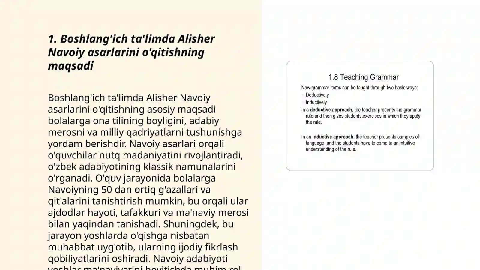Boshlangʻich taʼlimda Alisher Navoiy asarlarini oʻqitish usullari fanining maqsad va vazifalari 3