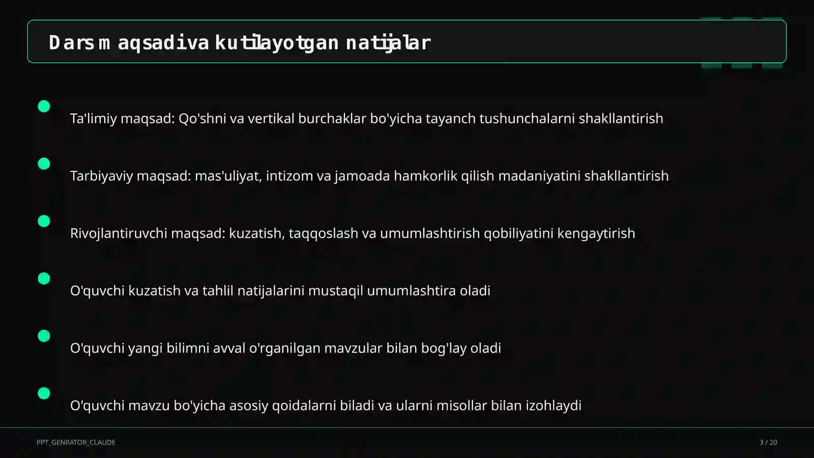 Geometriya (7– 11) — takrorlash darsi uchun 3