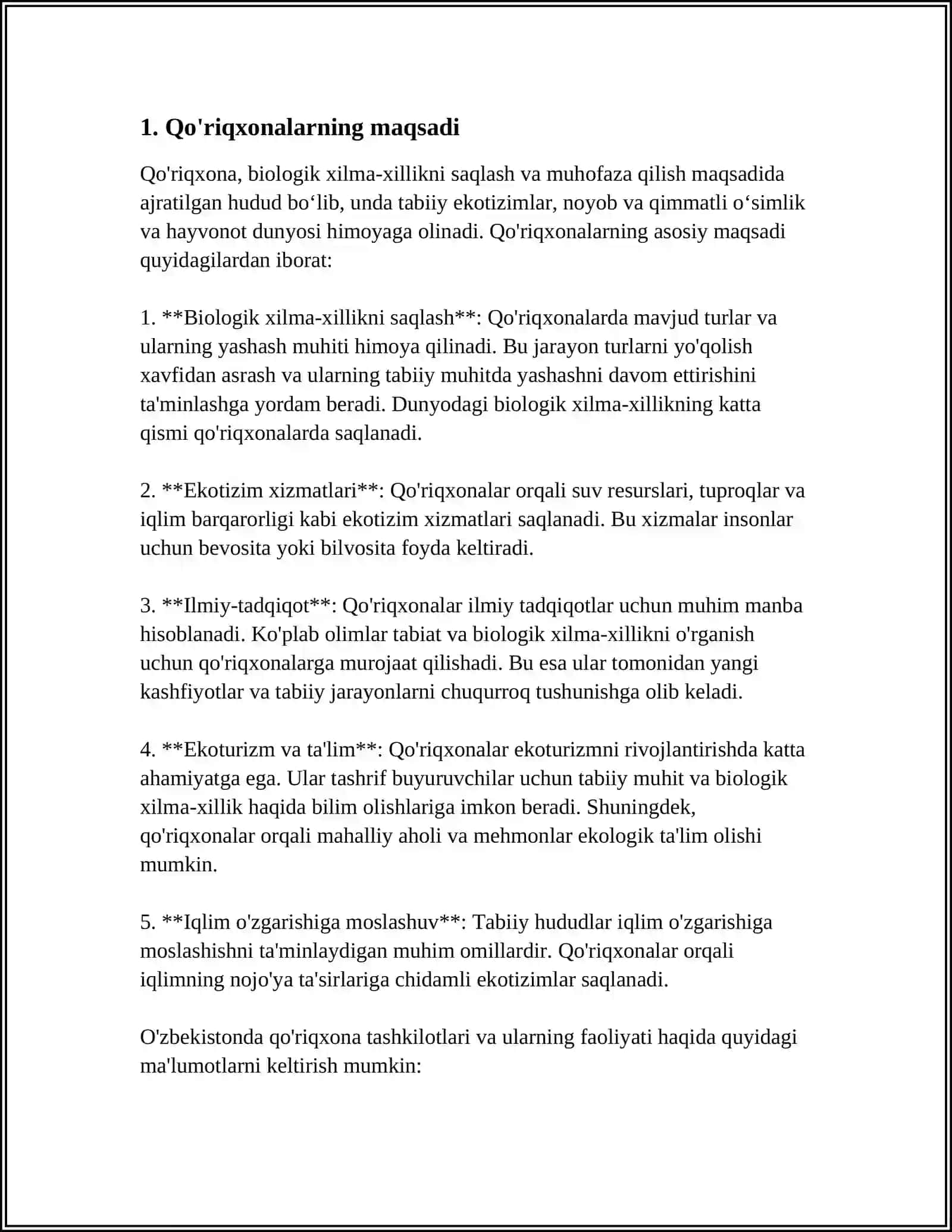 Qo'riqxona va ularning ahamiyati 3