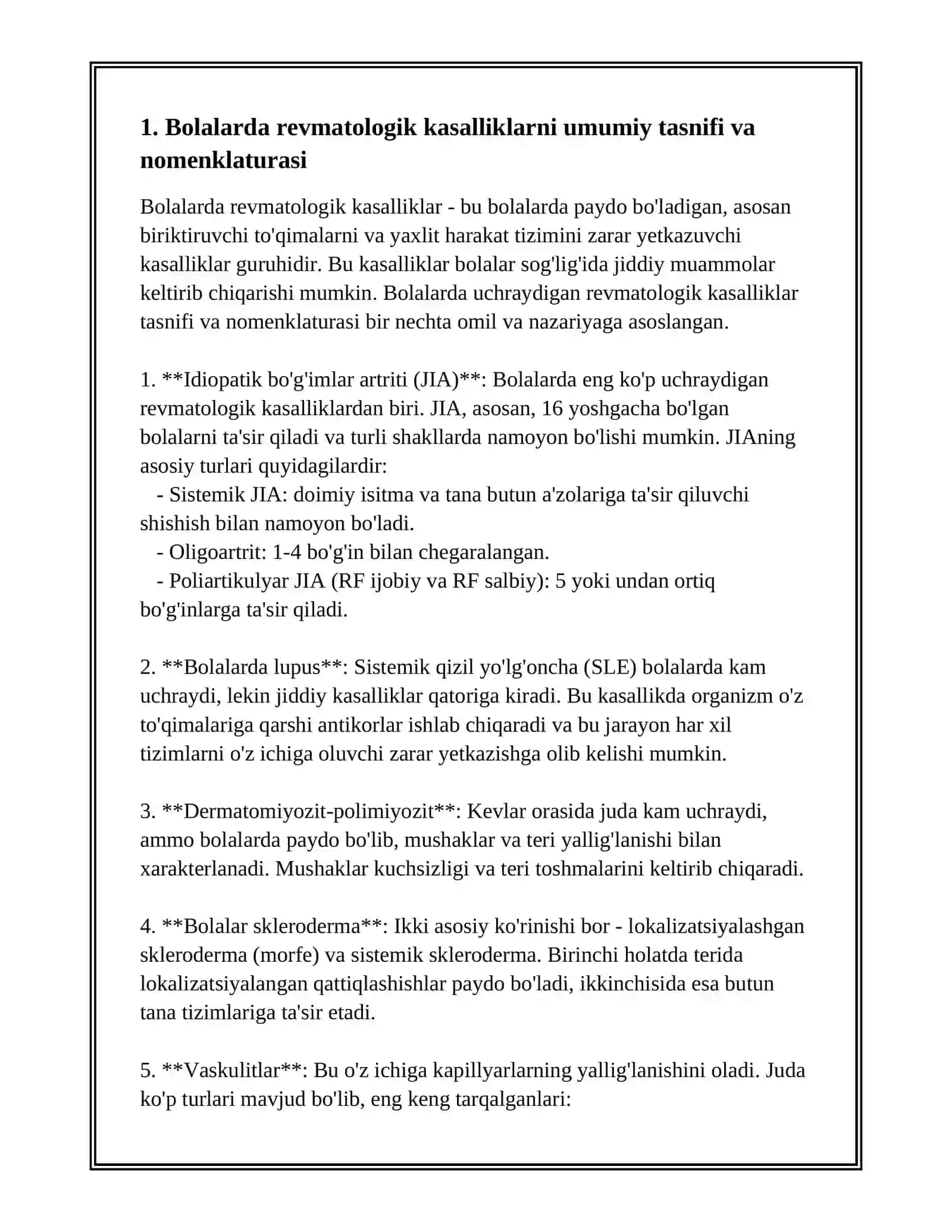 Bolalarda revmatologik kasalliklarni tasniflash va tahlil qilish 3