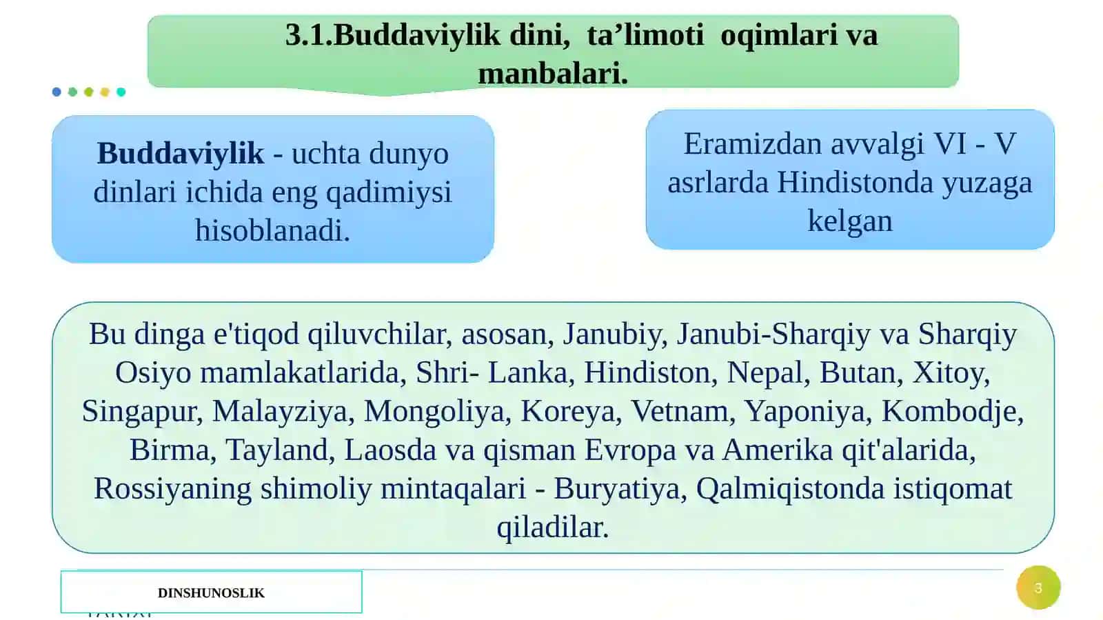 3-mavzu:Buddaviylik dini tarixi va asosiy g`oyalari 3