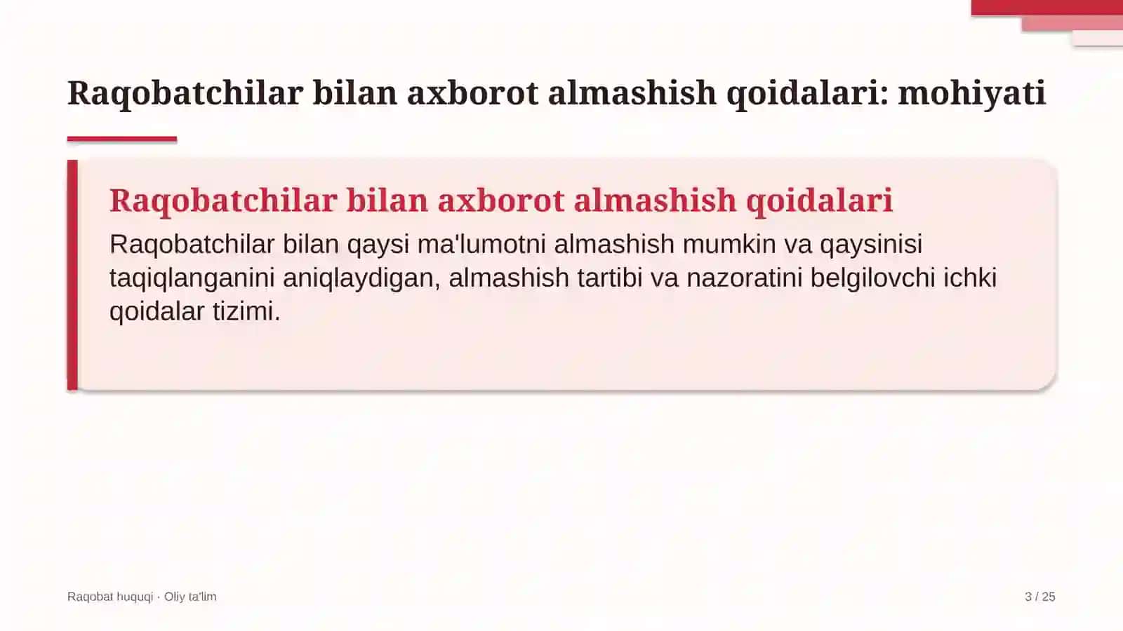 bolalar tovarlari do'konlarida raqobatchilar bilan axborot almashish qoidalarini belgilash 3728 3