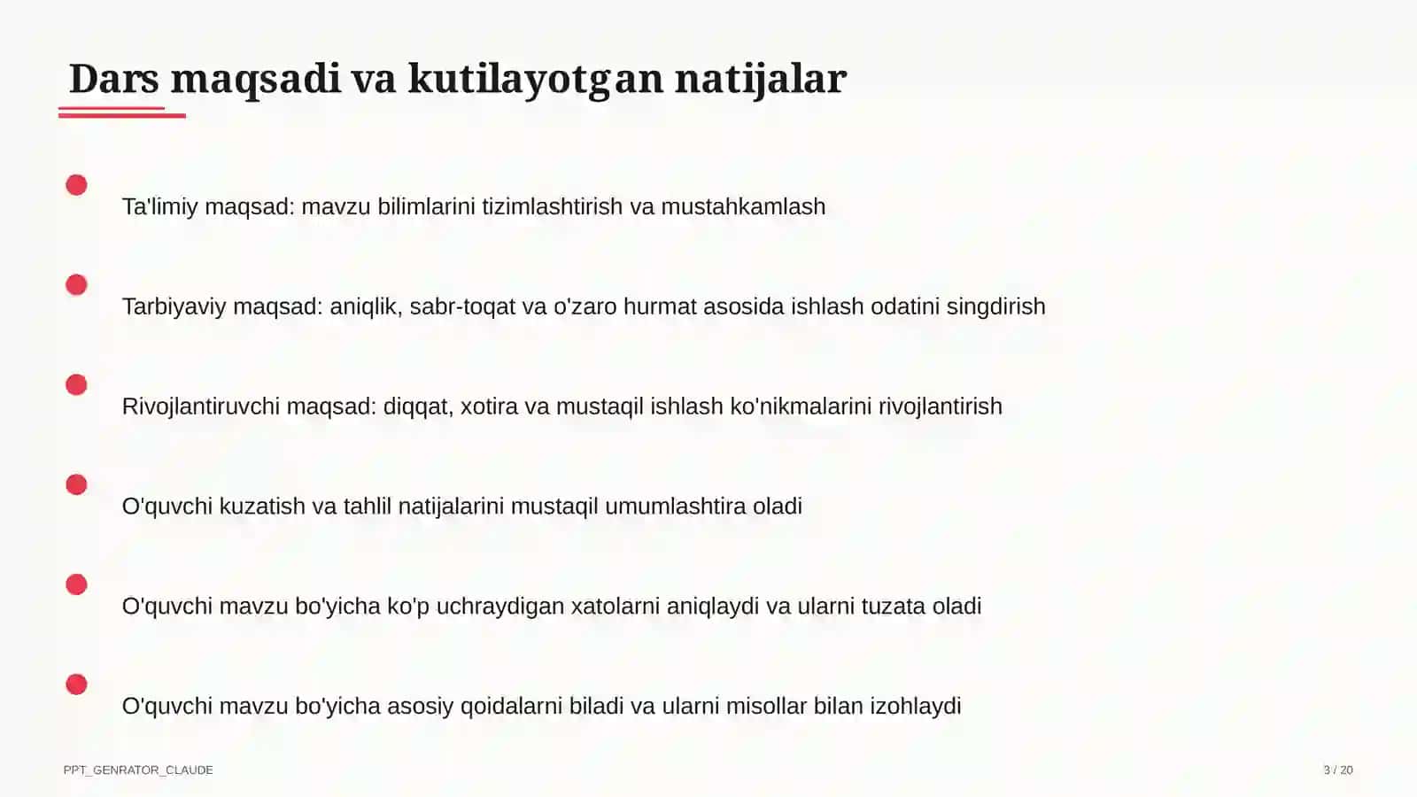 Dolzarb mavzular — maktab va o'qituvchilar (2026) — takrorlash darsi uchun 3