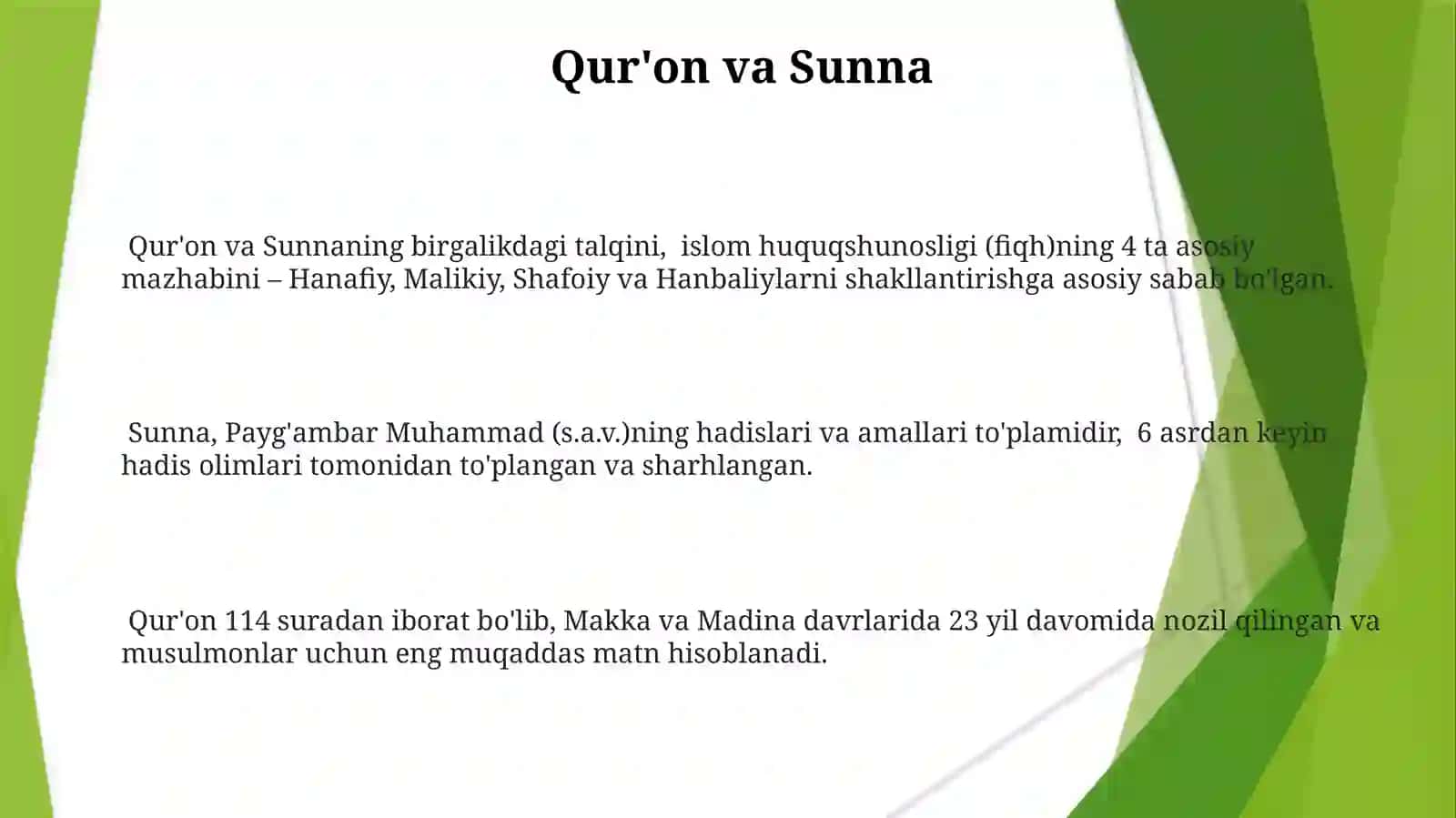 Islomdinimanbalari,aqidaviymaktablarivauninghozirgidavrdagiaxamiyati 3
