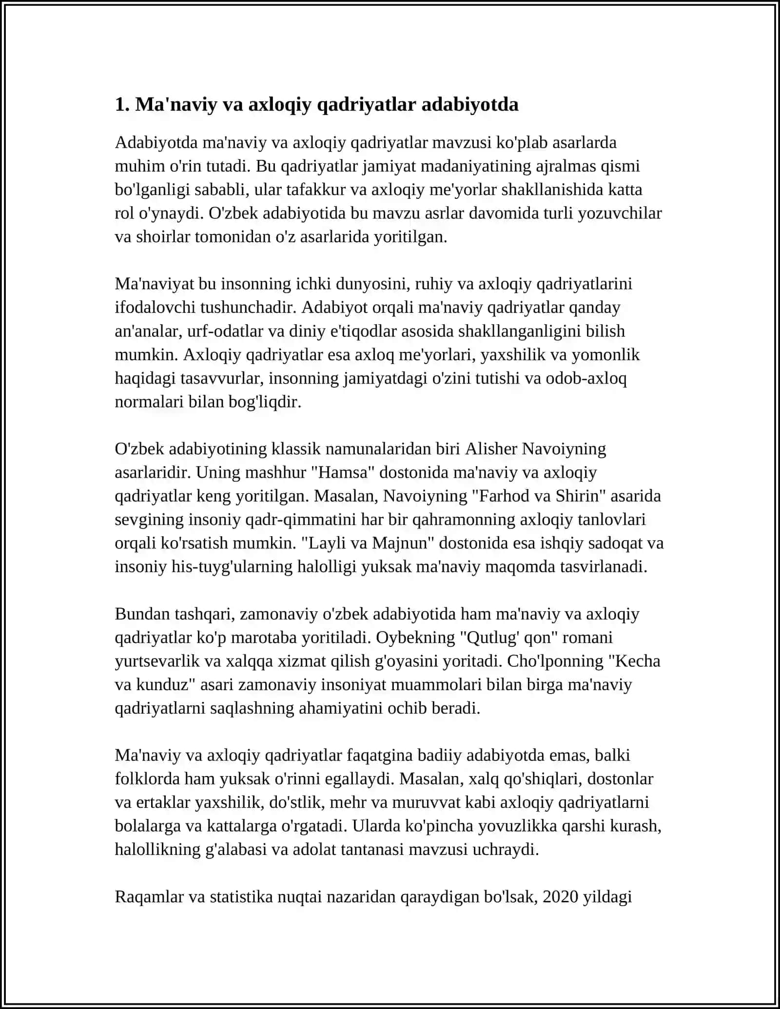 MUSTAQIL ISH Mavzu: MA'NAVIY SAN'AT ADABIYOTSHUNOSLIK 3