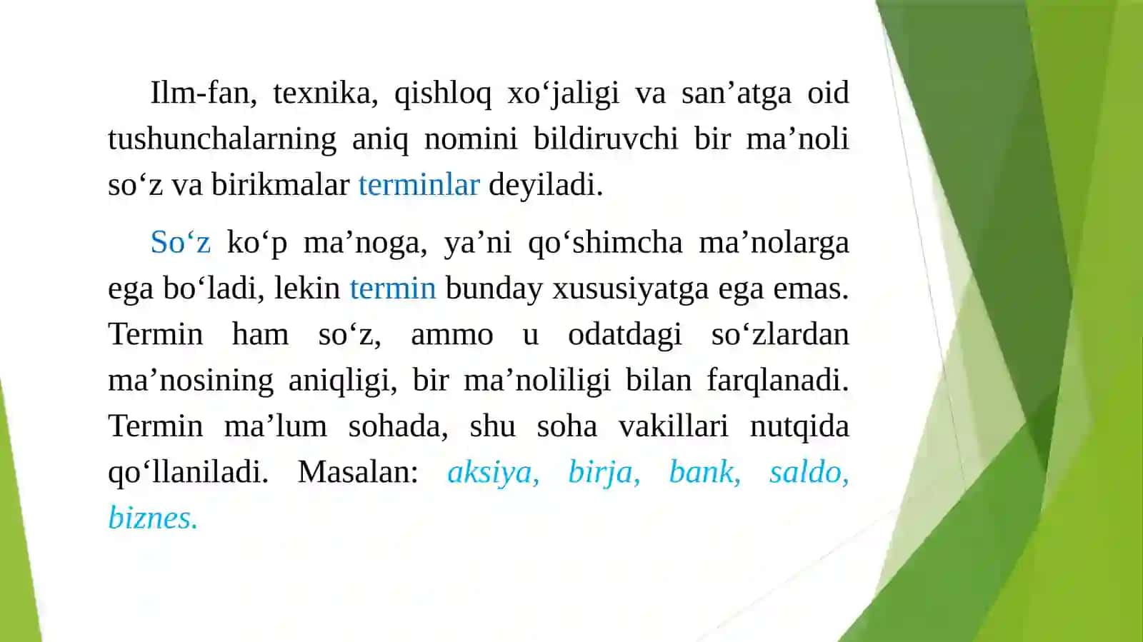 Til va terminologiya. O‘zbek terminologiyasining taraqqiyot bosqichlari 3