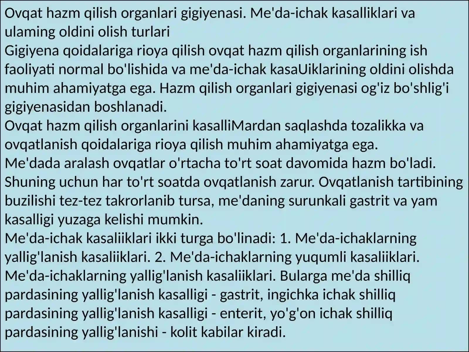 Ovqat hazm qilish kasalliklari bilan o'rganish 3
