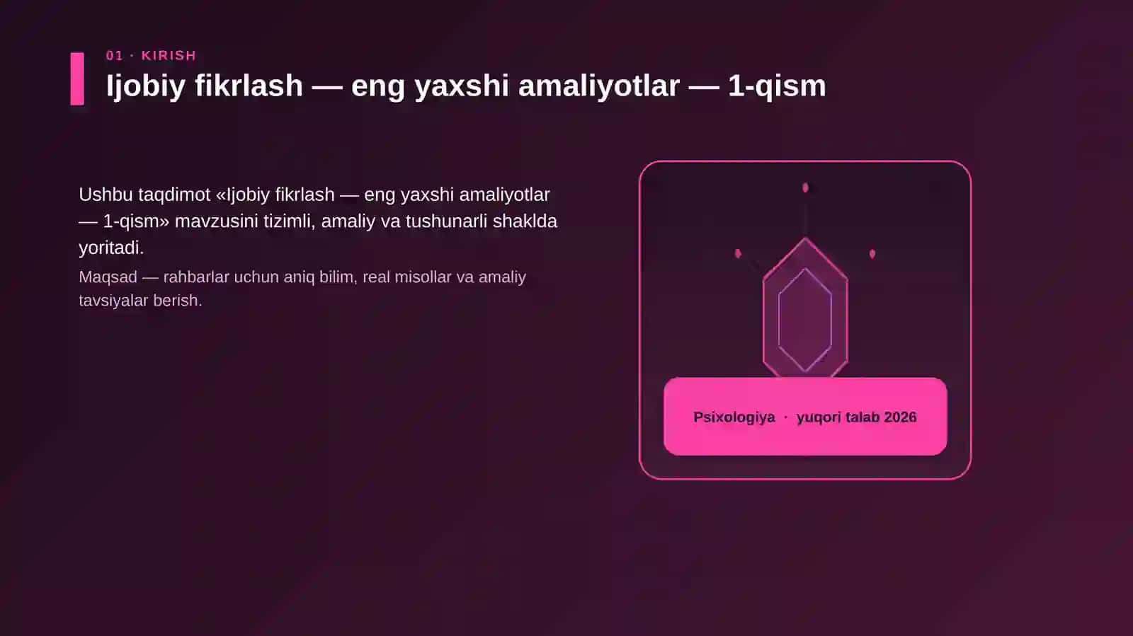 Ijobiy fikrlash — eng yaxshi amaliyotlar — 1-qism 3