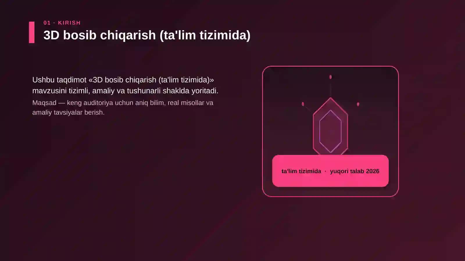3D bosib chiqarish (ta'lim tizimida) 3