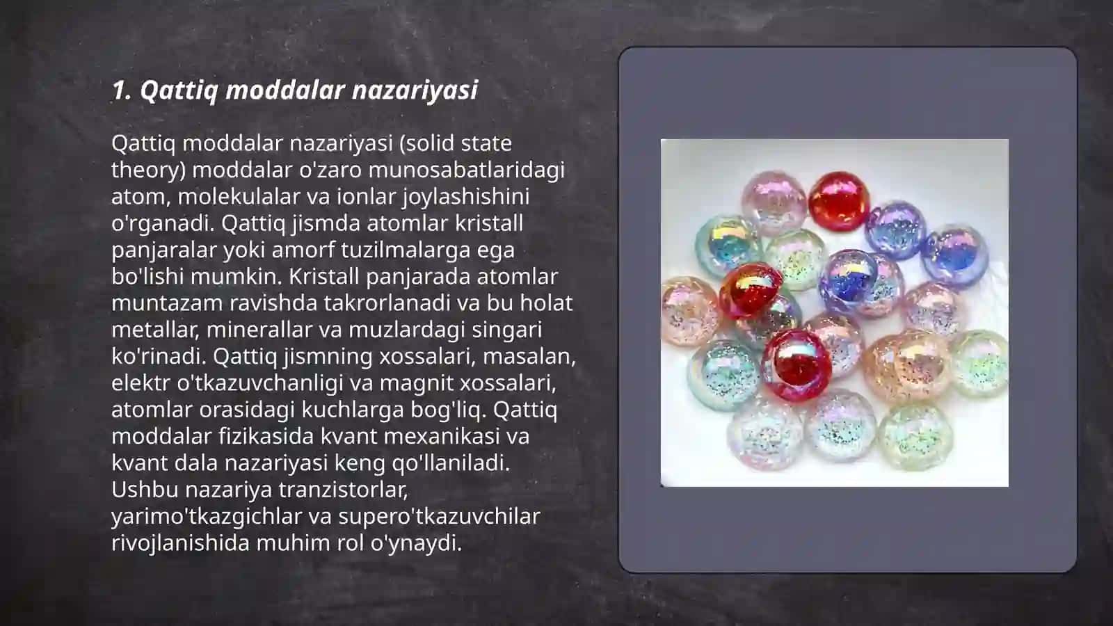 Moddalarning qattiq holati.Kristal va amorf holat. Brave kristallari 3