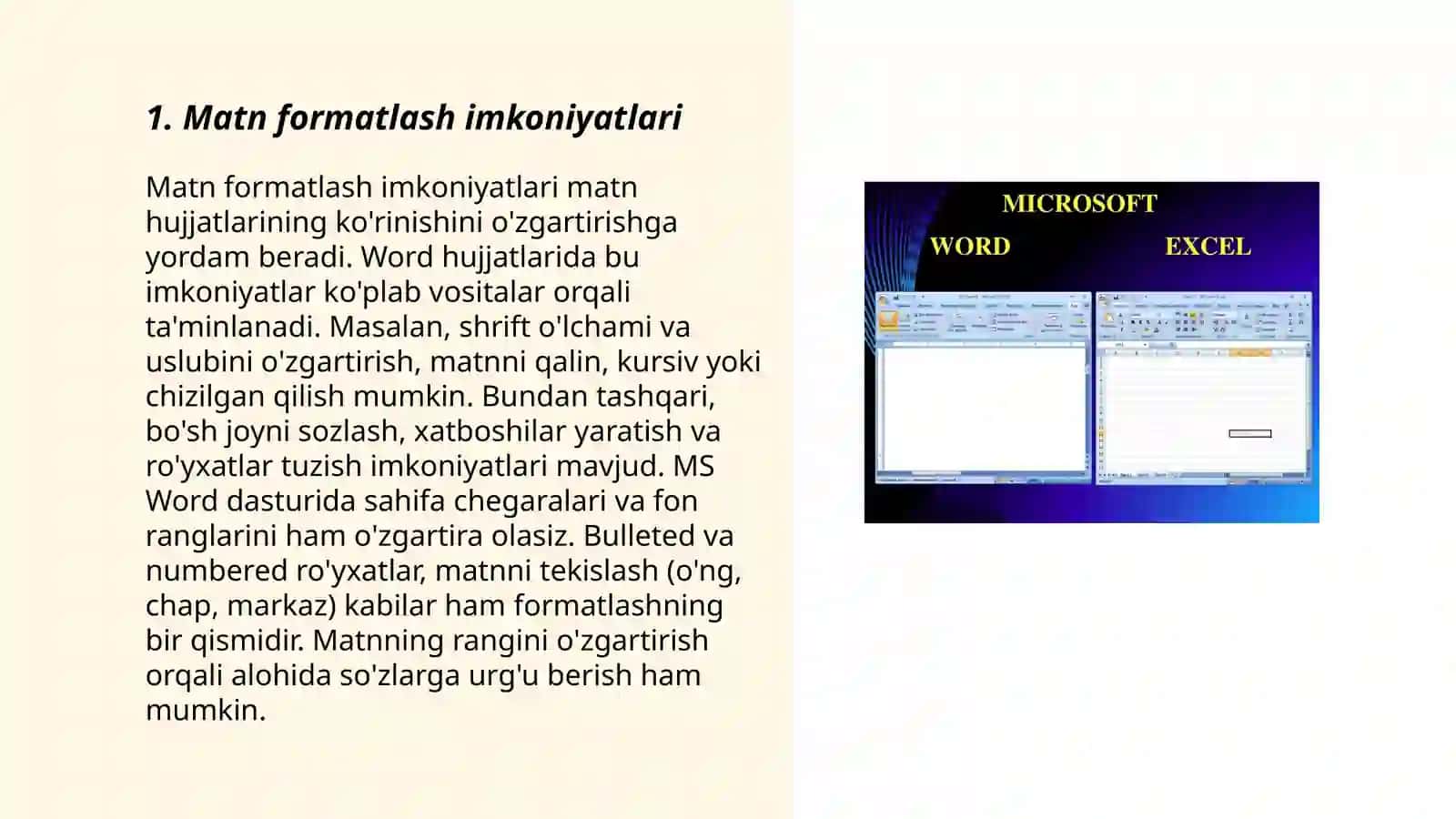 Microsoft word matn muharririda imkoniyat yaratadi 3