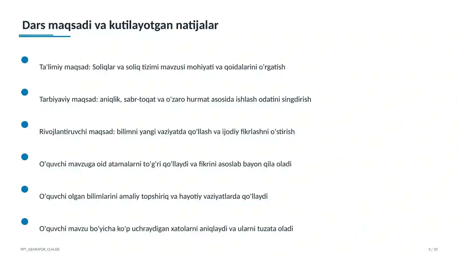Huquq va iqtisodiyot asoslari (9–11) — o'qituvchilar uchun 3