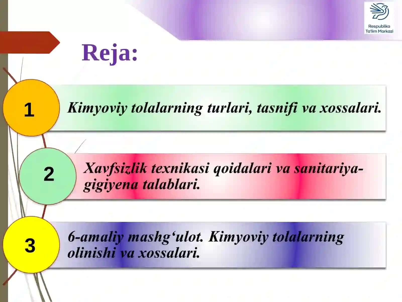 Kimyoviy tolalar. Kimyoviy tolalarning olinishi va xossalari. 6-amaliy mashg‘ulot. Kimyoviytolalarning olinishi va xossalari 3