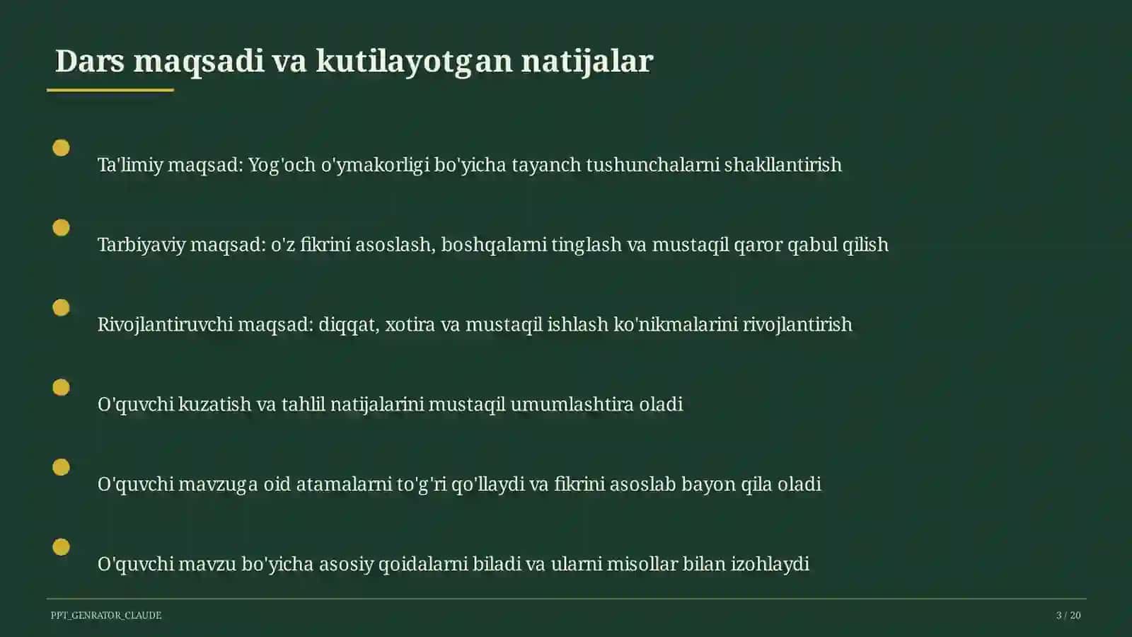 Yog'och o'ymakorligi (7-sinf) 3