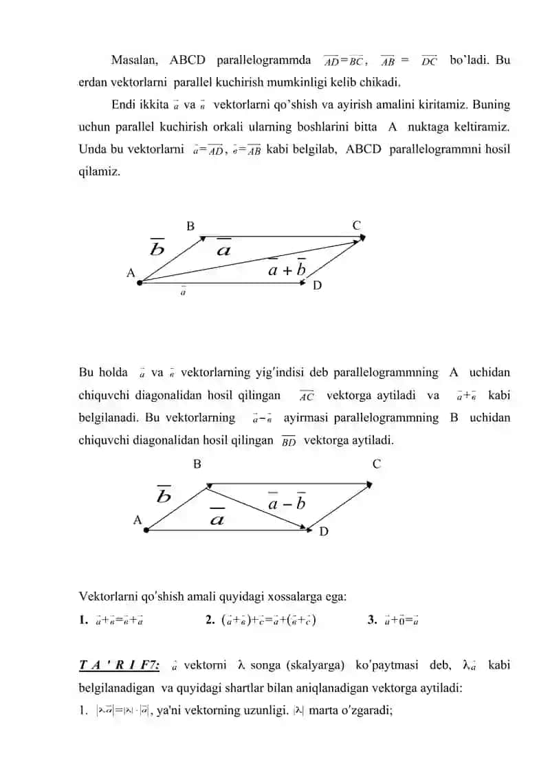 Vеktorlar va ular ustida amallar. 3