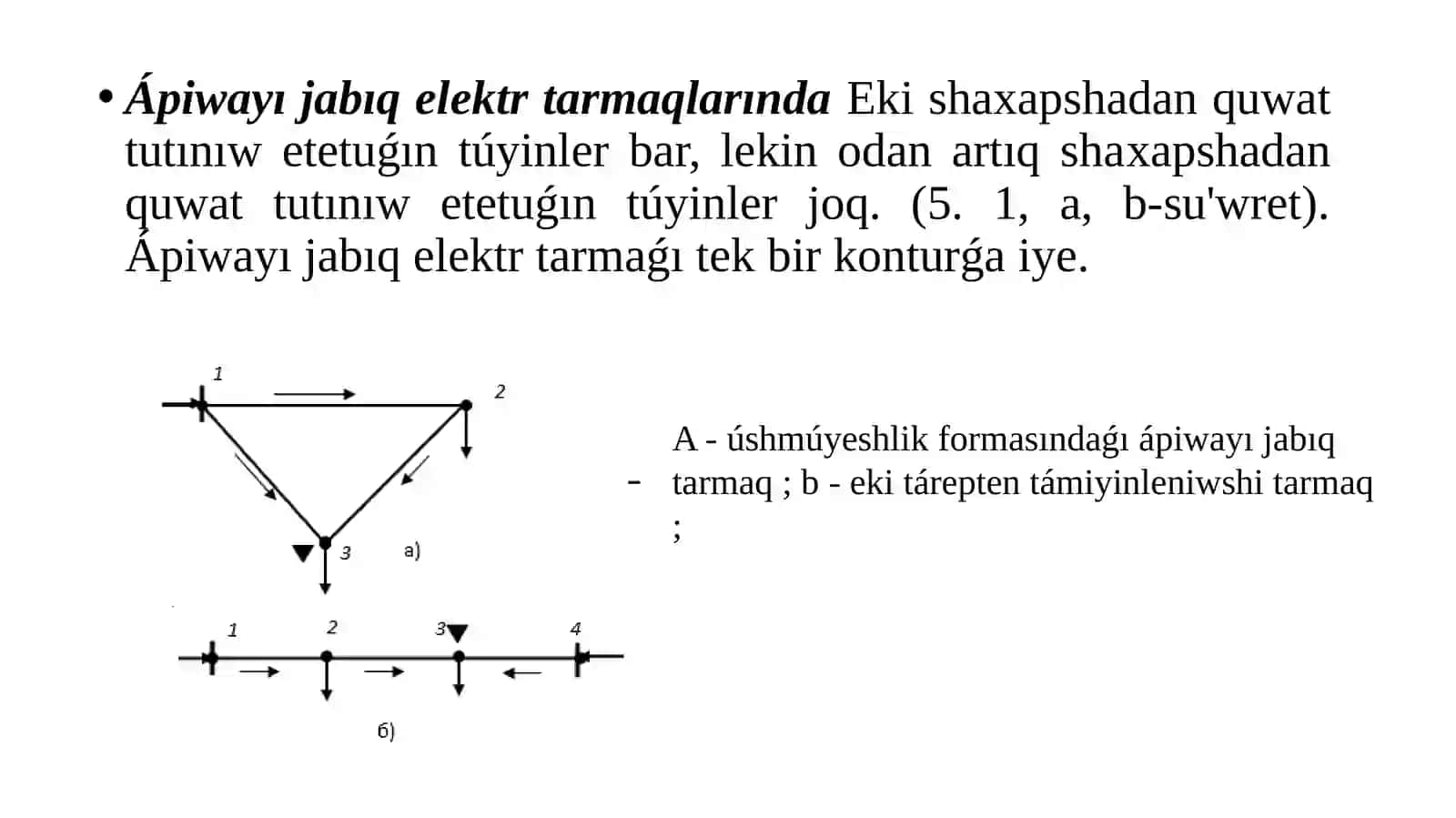 Ápiwayı jabıq elektr tarmaqlarında kernew hám quwat aǵımlarınıǹ bόlistiriliwi 3