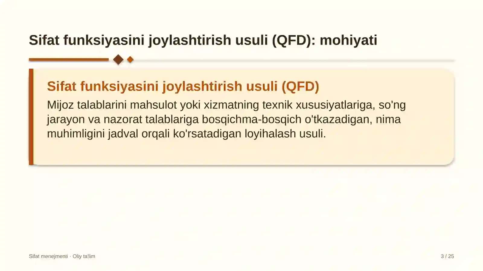 Dam olish maskanlarida sifat funksiyasini joylashtirish usulini qo'llash 3