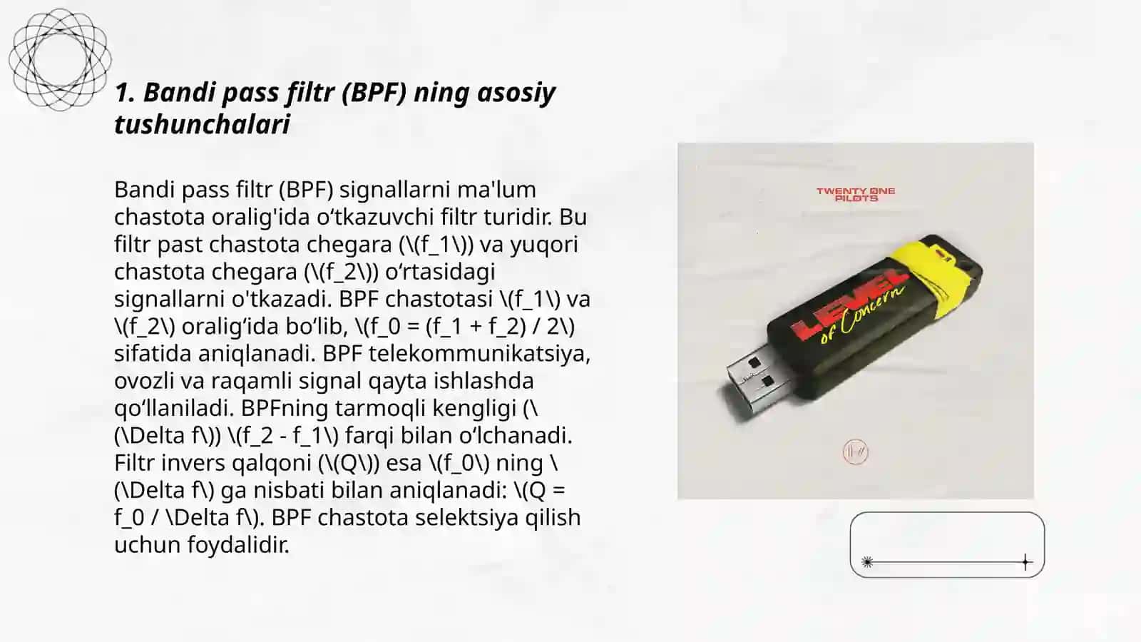 Bandi pass filtr (BPF) ning asosiy tushunchalari 3