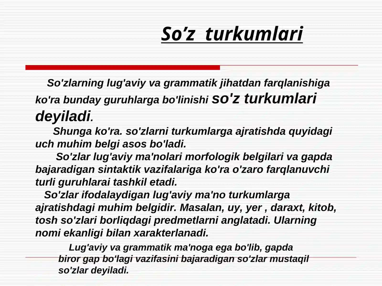 O’zbek tilida – So’z turkumlari tasnifi 3