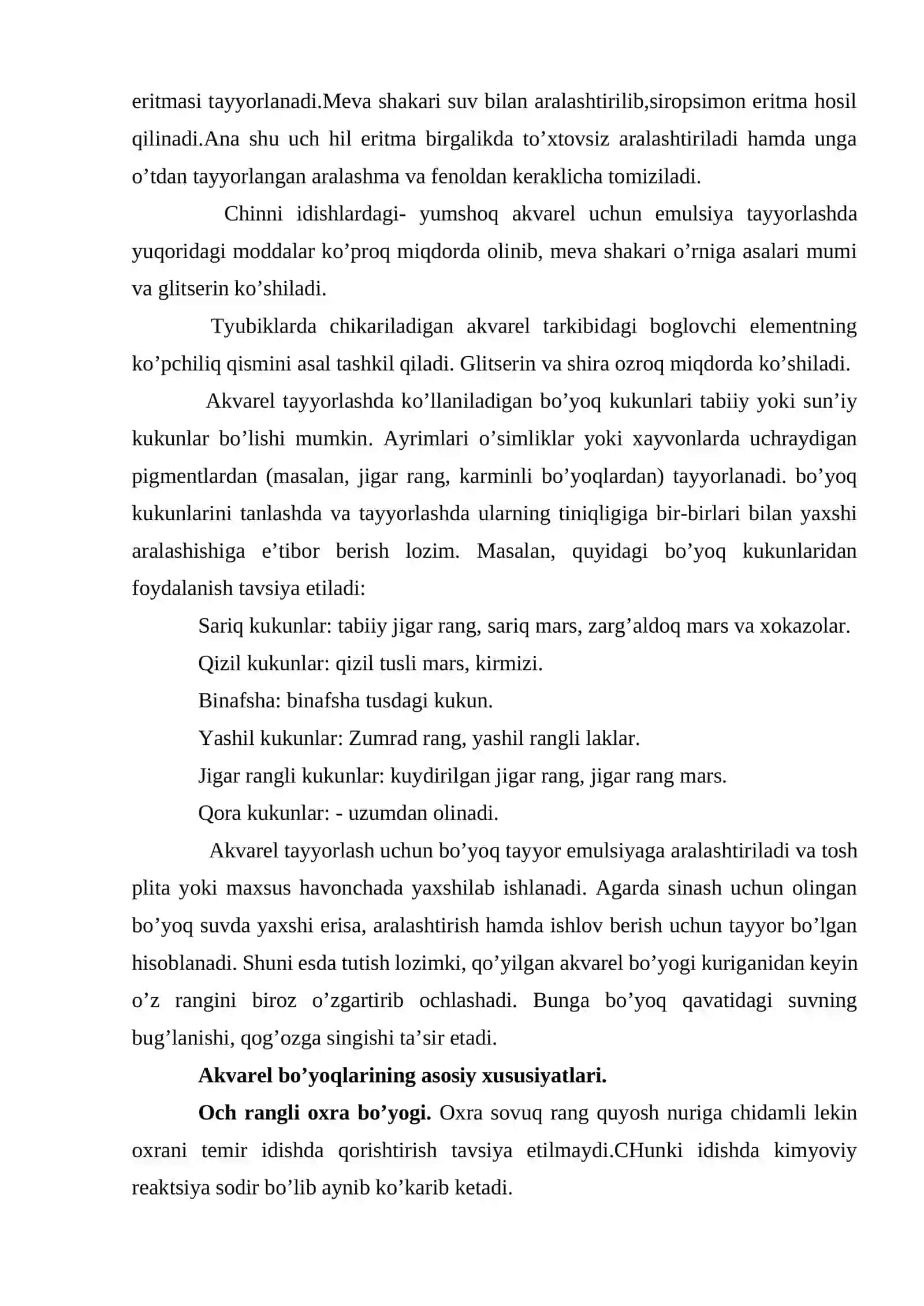 Akvarel bo’yoqlar haqida ma’lumot 3