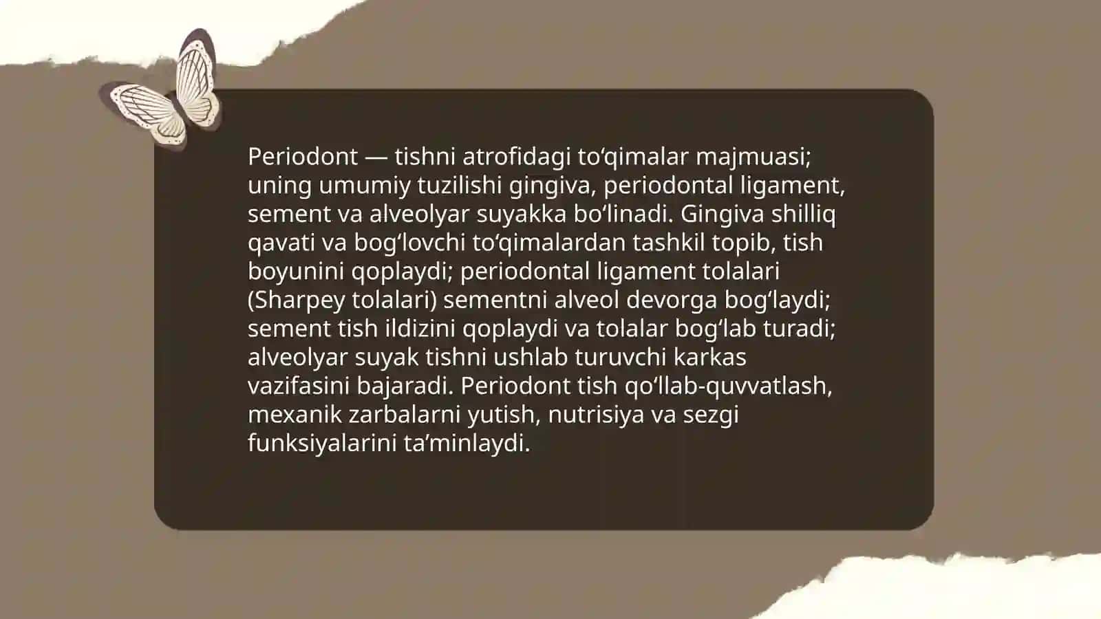 Periodont tuzilishi, vazifalari. Yoshga xos o`zgarishlar 3