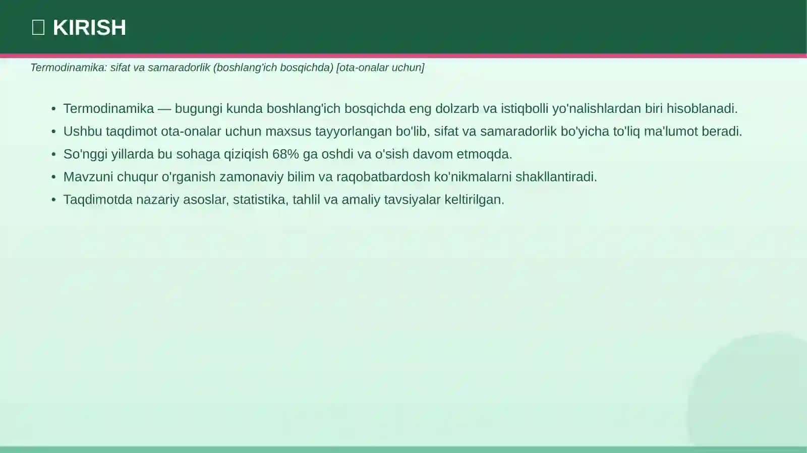 TERMODINAMIKA: SIFAT VA SAMARADORLIK 3