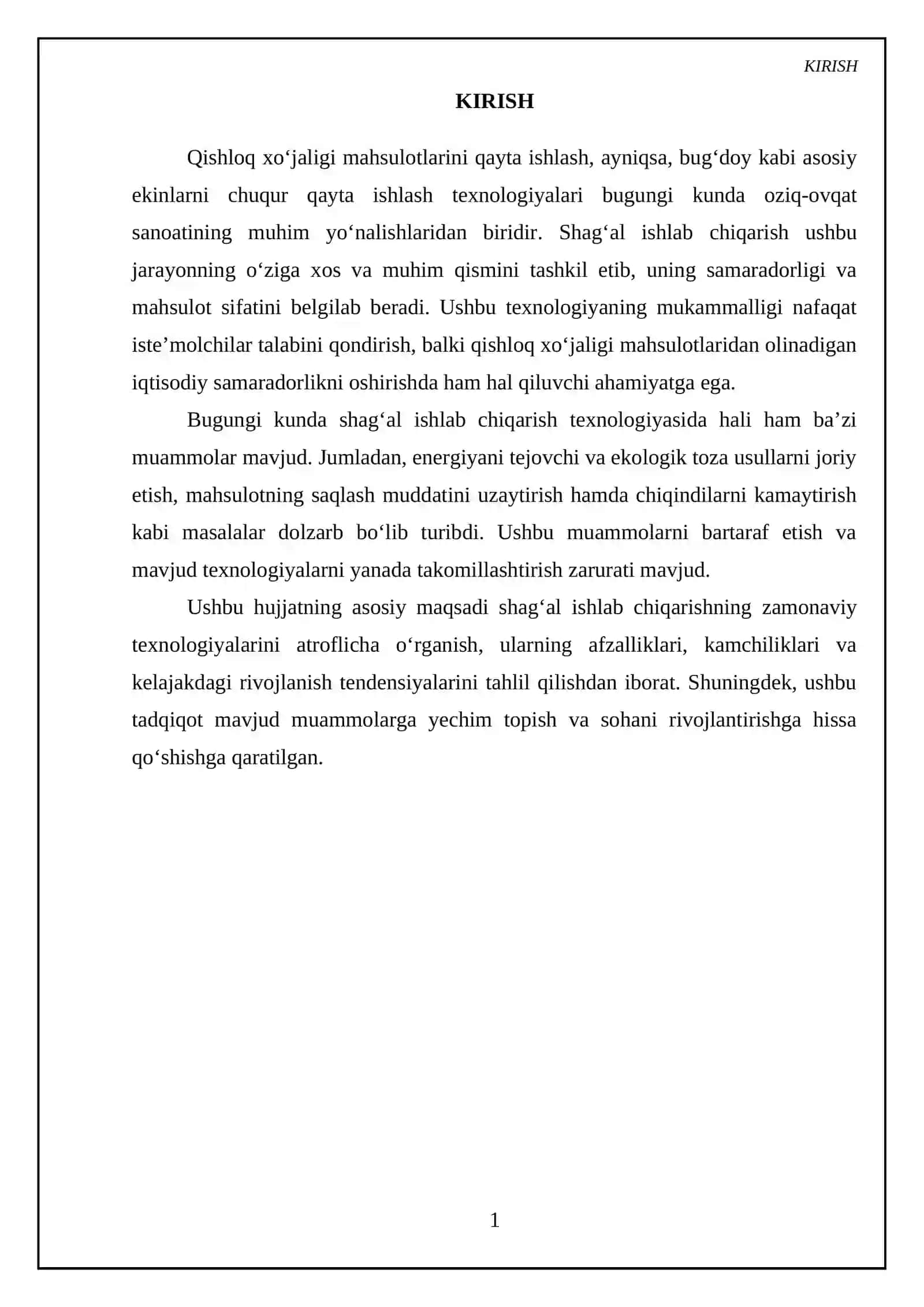 Shag'al ishlab chiqarish texnologiyasi 3