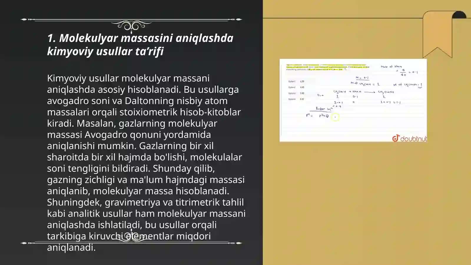 Molekulyar massani aniqlashning kimyoviy usullari 3