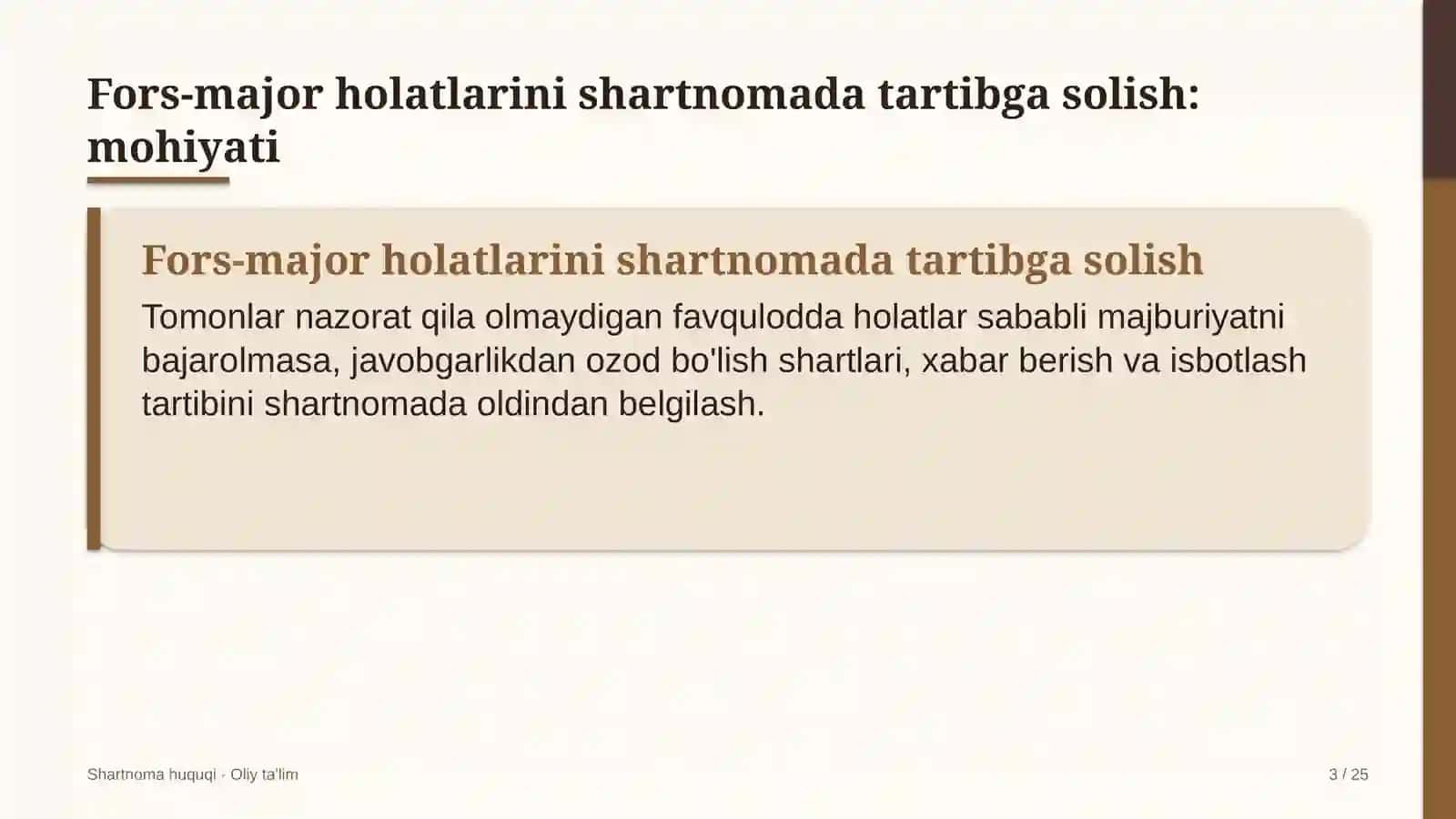 brending agentliklarida fors major holatlarini shartnomada tartibga solish 1957 3