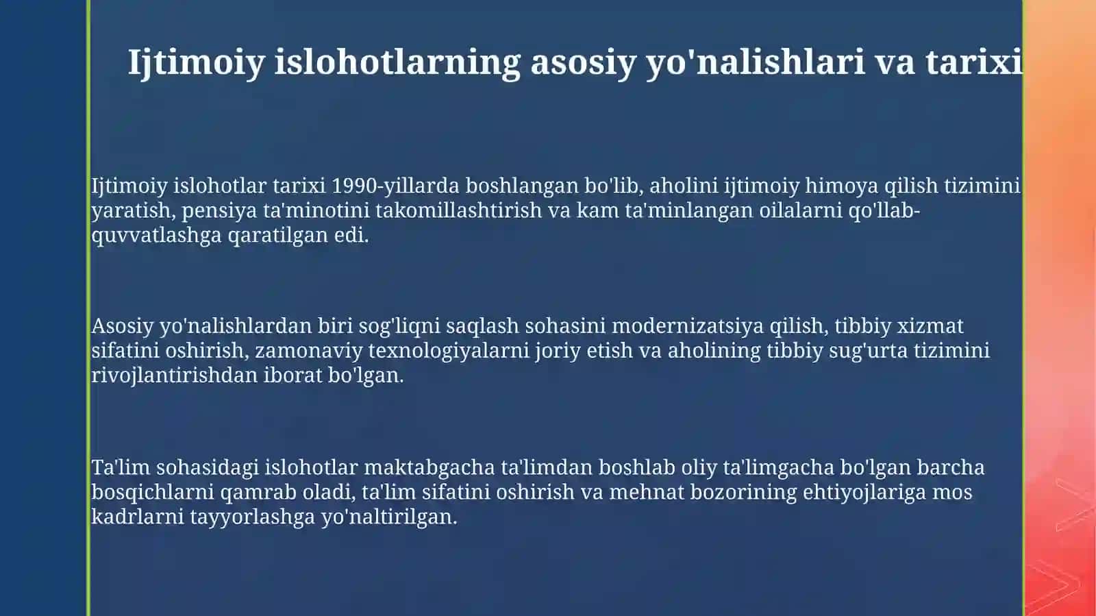 Ijtimoiy islohotlar tarixi 3
