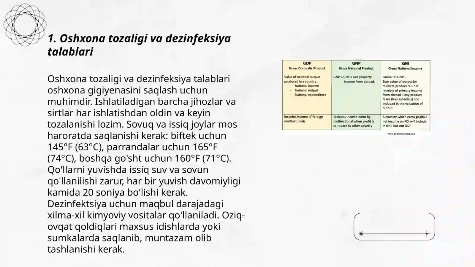 Oshxona tozaligi va dezinfeksiya talablari 3