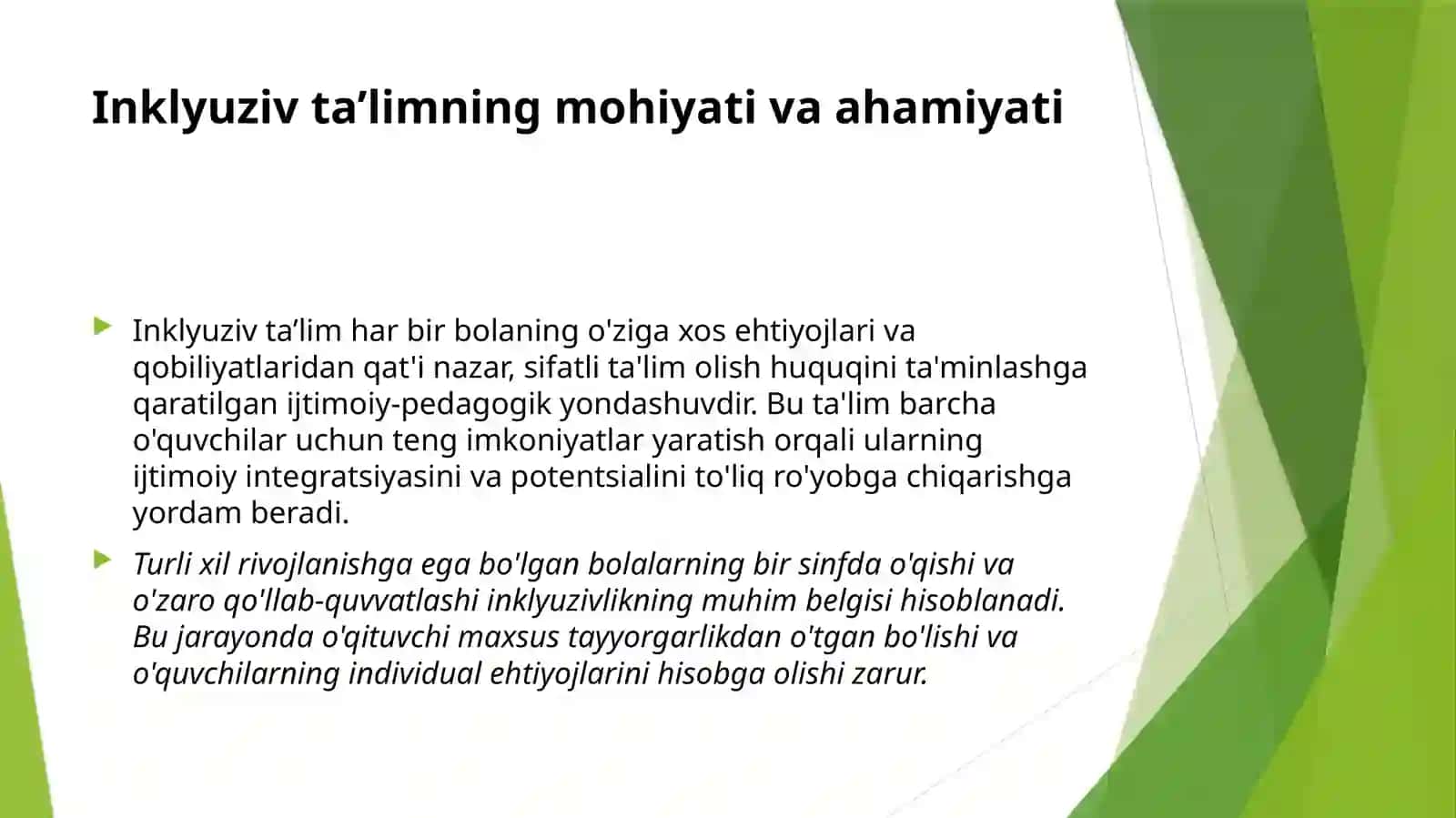 Inklyuziv ta’limni joriy etishda Davlat, nodavlat tashkilotlar va xalqaro tashkilotlar UNESCO, UNICEF, Osiyo Taraqqiyot Banki, USAID va boshqalar hamkorliligi 3