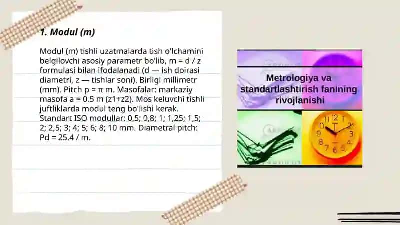 Tishli Uzatmalarning asosiy parametrlari 3