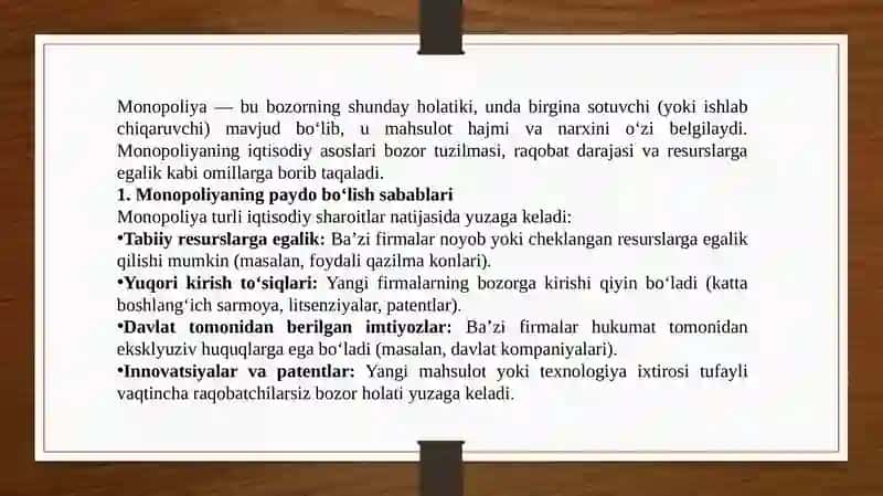 Monopoliyalarning iqtisodiyasoslari va ularning turlari 3