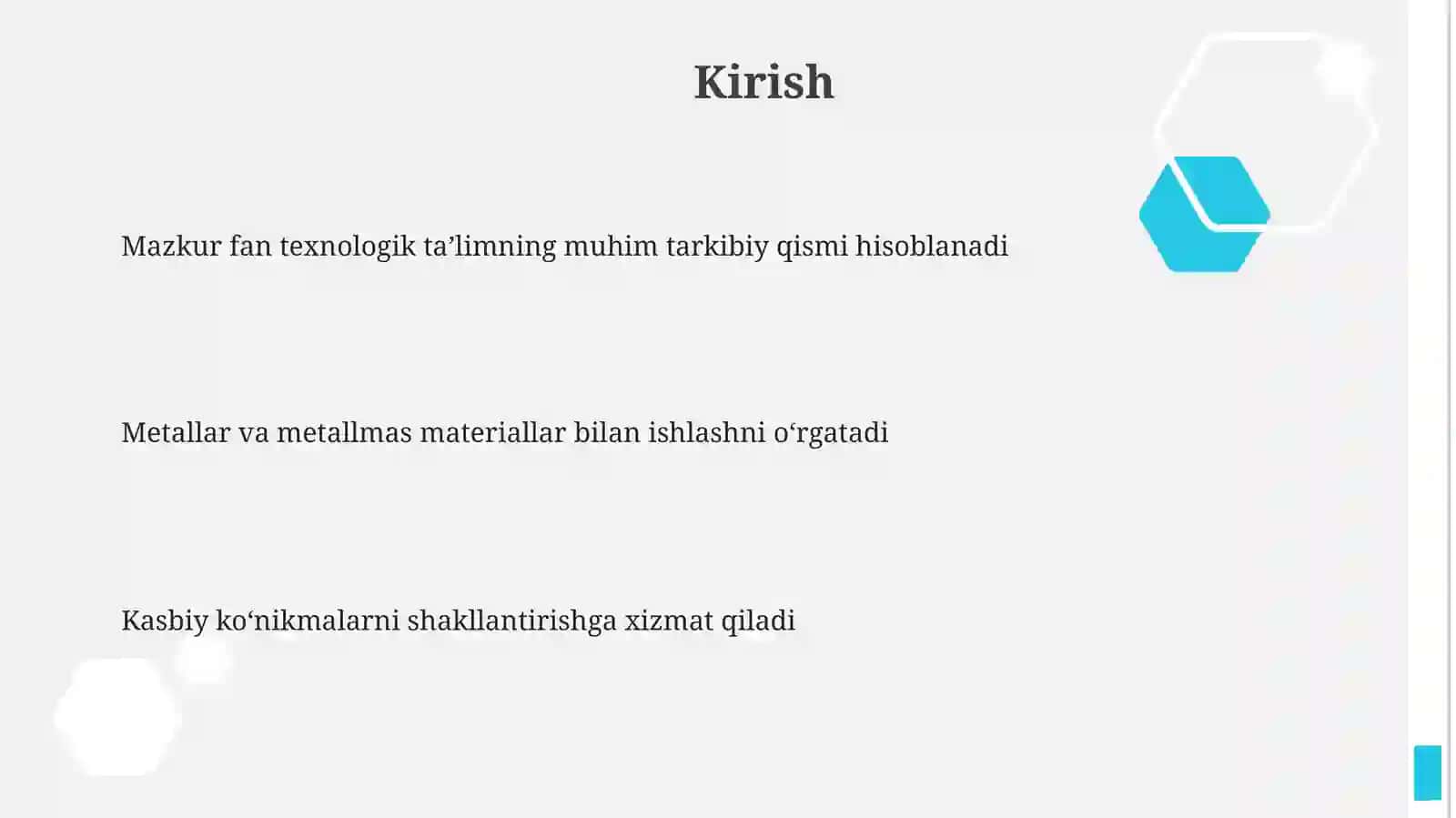 Metallar va metallmas buyumlarni o‘qitish metodikasi 3