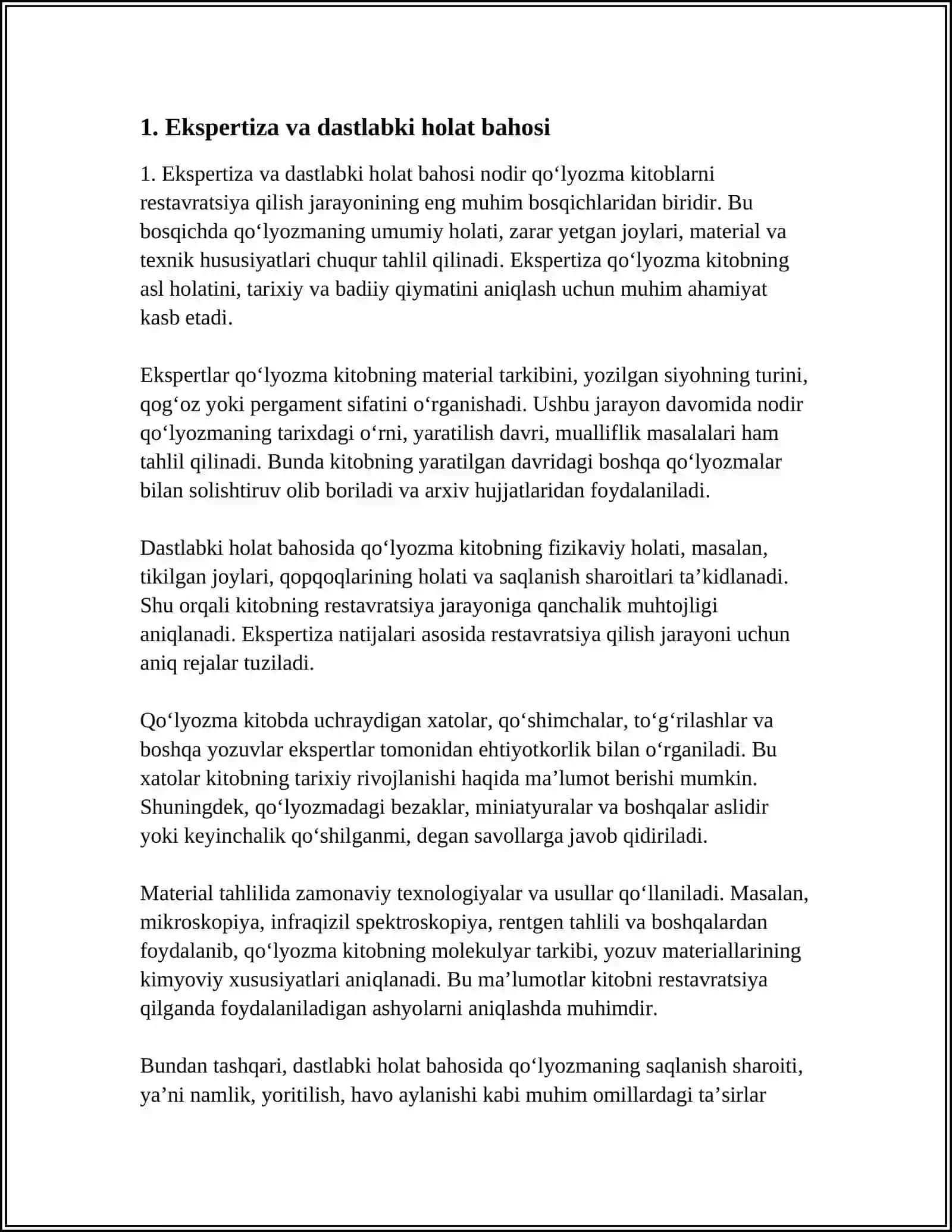 NODIR QOʻLYOZMA KITOBLARNI RESTAVRATSIYA QILISH BOSQICHLARI 3