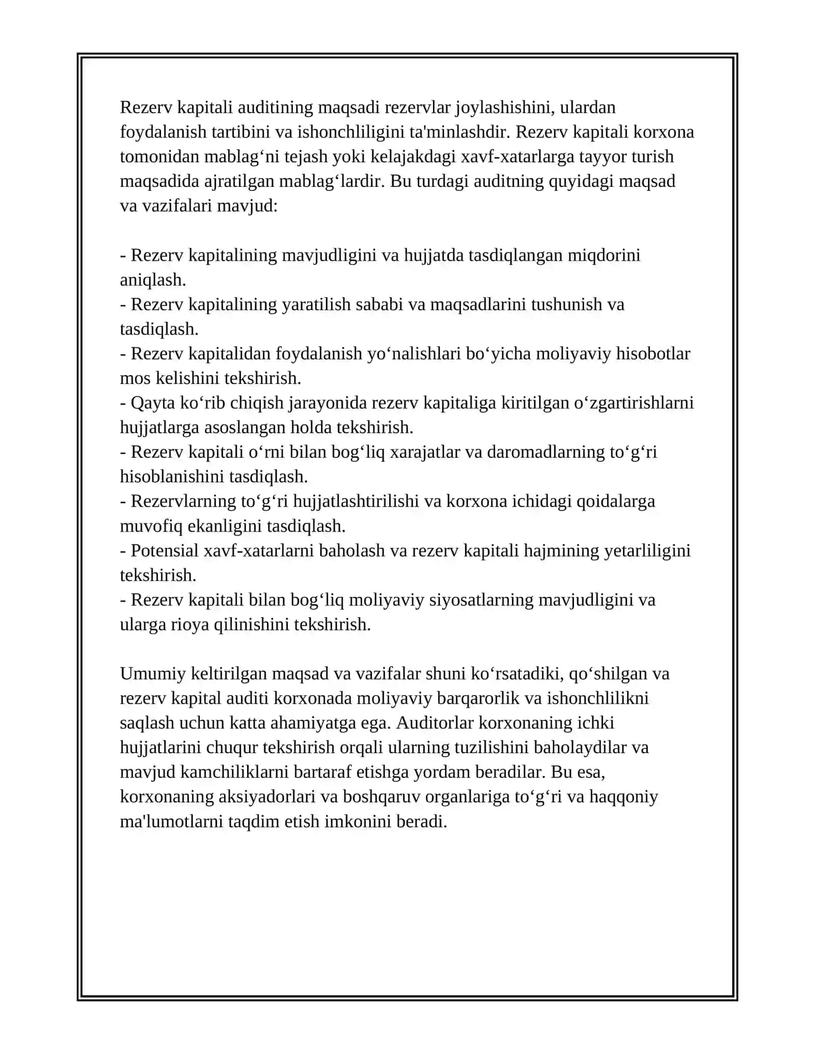 Qo‘shilgan va rezerv kapital auditini o‘tkazish tartibi 3
