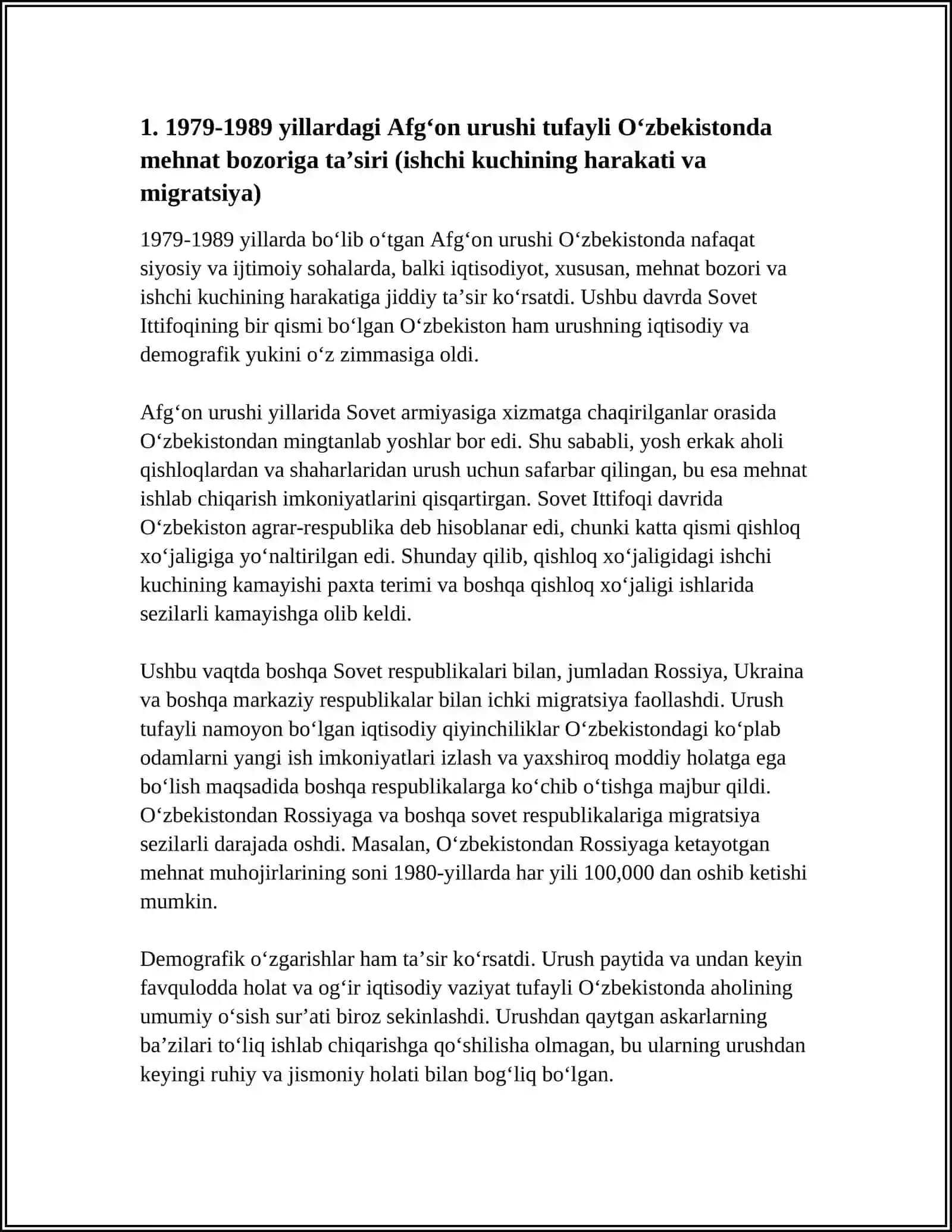 1979-1989-YILLARDA BOLIB O‘TGAN AFG‘ON URISHINING O‘ZBEKISTON IQTISODIYOTIGA TASIRI 3