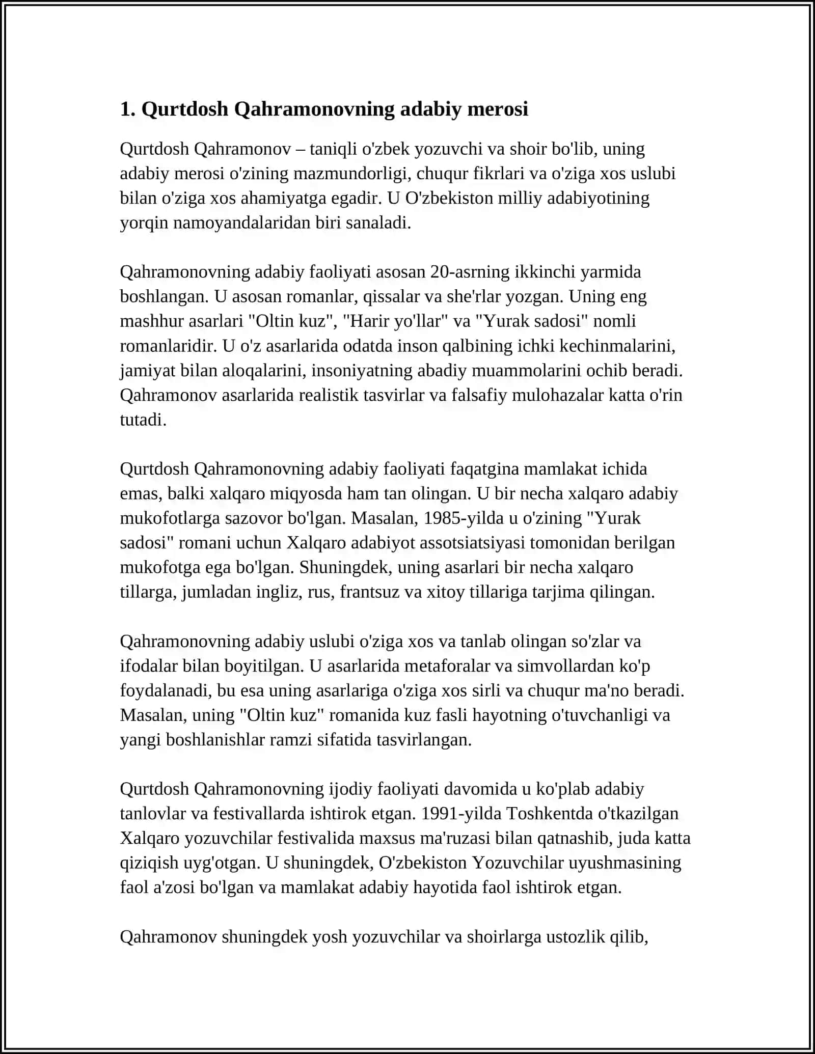 Qurtdosh Qahramonov Adabiy Tanqid Yangilanish Jarayonlari Kitobini O'qib O'rganish 3