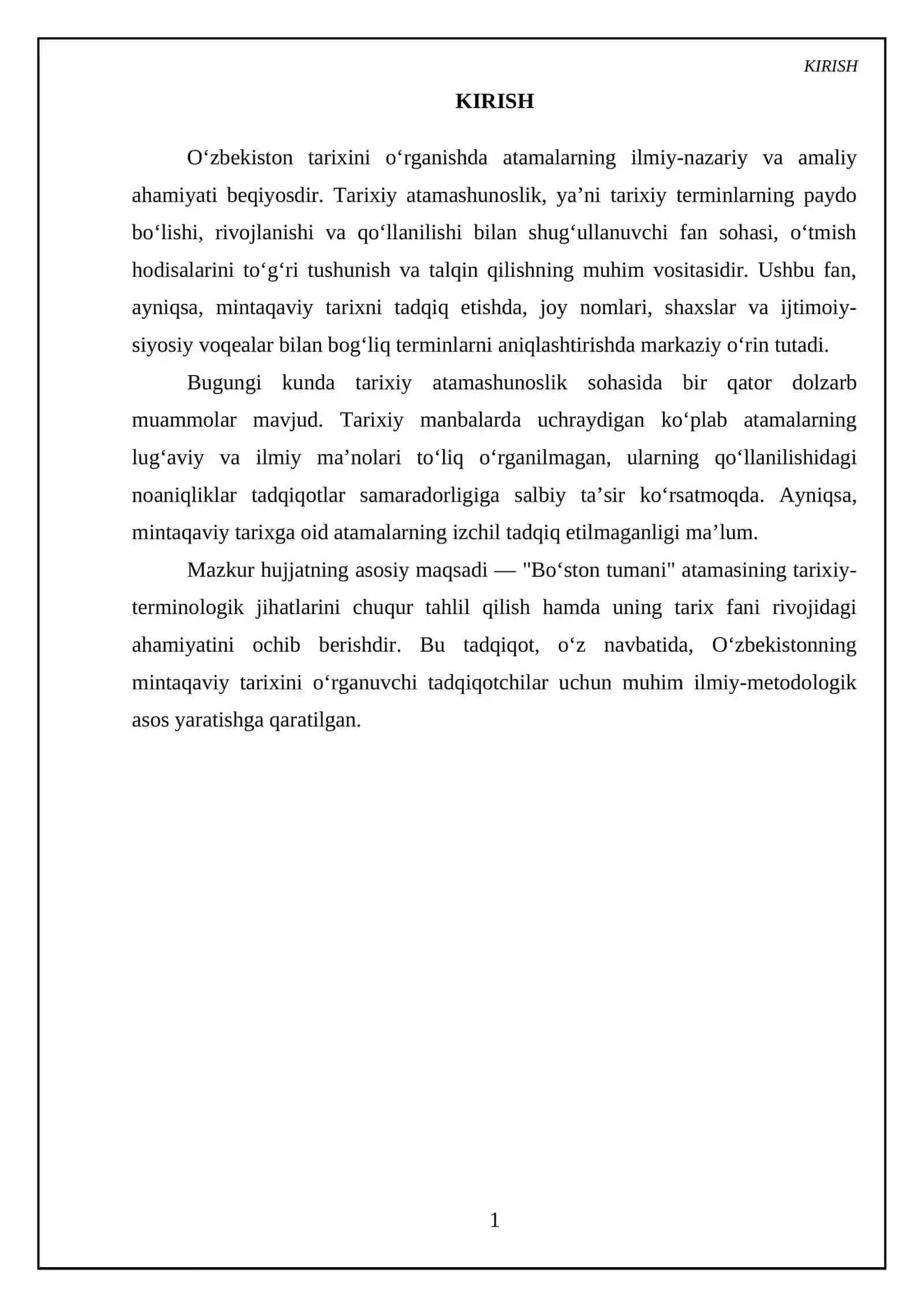 Tarix atamashunoslikning organish uning tarix fani rivojidagi ahamiyati Bo'ston tumani atamasi xaqida 3