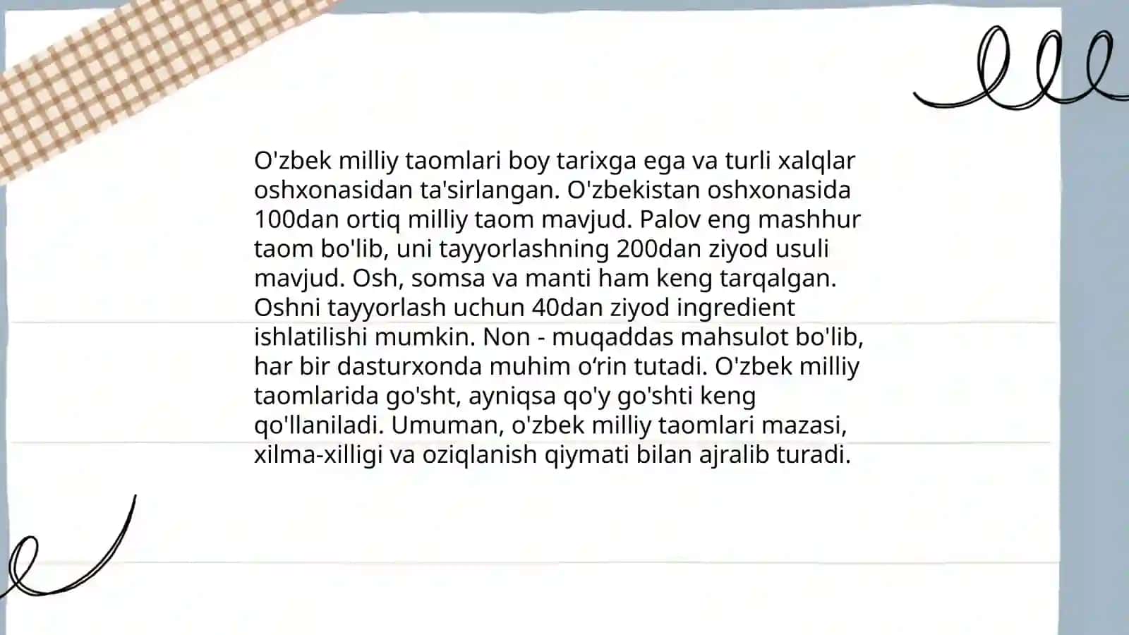 O'zbek milliy taomlari 3